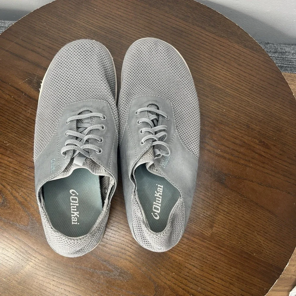 Olukai 'Nohea Moku Shoes Men's 9.5 Gray‎ Textile Comfort Slip On Boat Sneaker